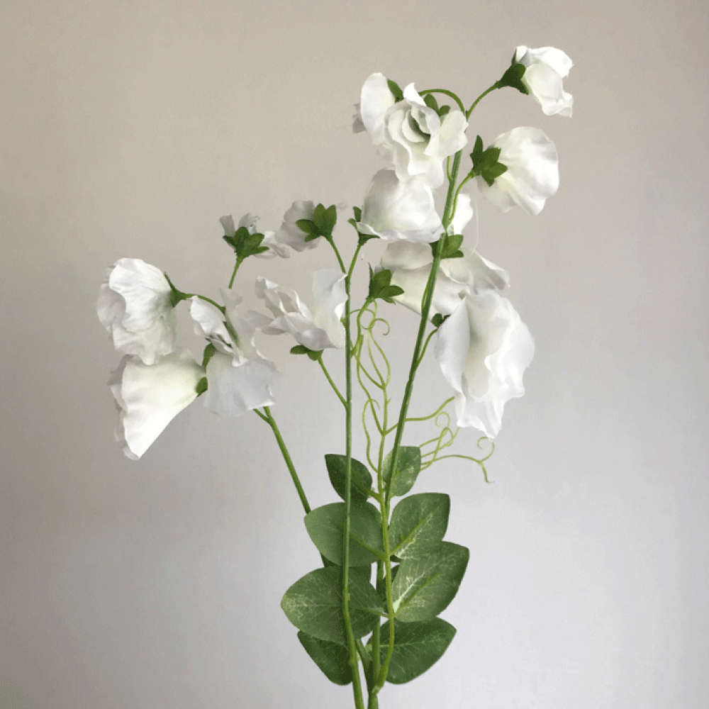 Long Artificial Sweet Peas Stem Ivory Artificial Flowers